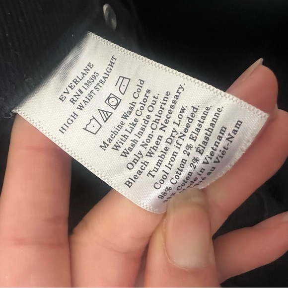 Everlane The High Rise Straight Jean Black Size 27 - Picture 4 of 9